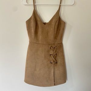 Brown Suede V-Neck Dress Romper Forever 21